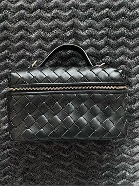 a new day Black Woven Shoulder Bag with Gold Hardware